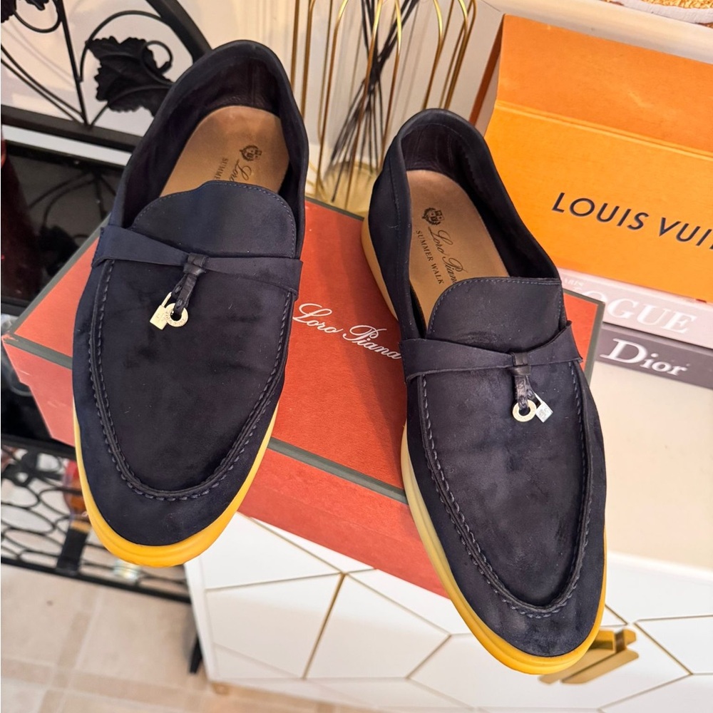 Loro Piana Summer Charm Walk Loafers – Blue Suede – Unisex